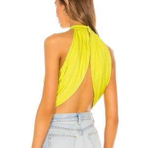 Emani wrap crop top in chartreuse